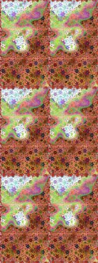 Raster illüstrasyonunda kusursuz çiçek deseni. Kahverengi ve turuncu renkte çiçekler.