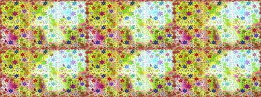 Suluboya, elle çizilmiş. Kusursuz bir arka plan modeli. Raster - stok. Vadinin çiçekleri sarı ve nötr renklerde.