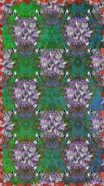 Bahar Tema Dikişsiz desen arka plan rengi. Düz çiçek öğeleri tasarım. Sorunsuz vintage. Raster şirin kumaş deseni.