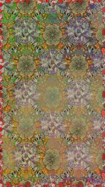 Kahverengi renkli çiçekler. Renkli Bahar Temalı Kusursuz Arkaplan. Raster illüstrasyonunda kusursuz çiçek deseni. Düz Çiçek Elementleri Tasarımı.