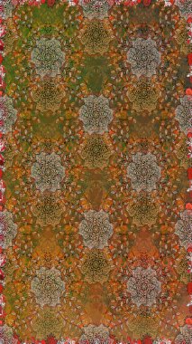 Renkli Bahar Temalı Kusursuz Arkaplan. Çiçeksel fantezi tasarımı, parlak bir arka planda, kusursuz bir desen. Düz Çiçek Elementleri Tasarımı.