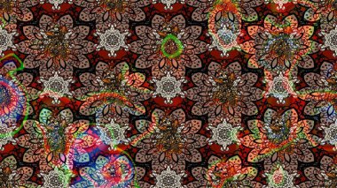 El çizimi çiçek çizimi deseni (fayans). Tekstil için suluboya eskiz deseni. Şirin çiçekli, desenli, kahverengi çizim deseni.