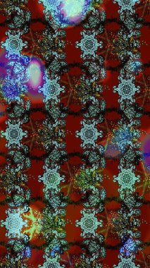 Sevimli çiçek raster deseni. Renkli Yaz Temalı eskiz kalıbı. Kırmızı renkte çiçekler. Düz Çiçek Elementleri Tasarımı.