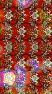 Raster illüstrasyonu. Çizim kalıbı. Organik motif arka planı. Ultraviyole kumaş deseni.