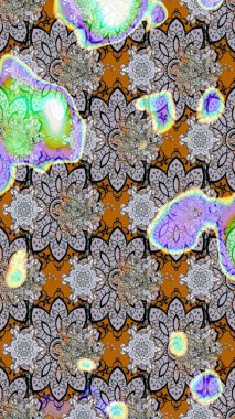 Çiçek süslemeli çizim deseni. Raster illüstrasyonu. Gri renkli çiçekler.