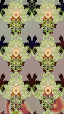 Çiçekli, yapraklı, çiçek desenli eskiz. El çizimi. Raster illüstrasyonu.