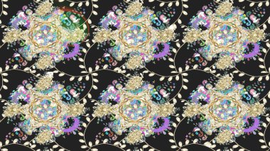 Şirin çiçek elementleri. Robot resim. Raster illüstrasyonu. Gri renkli çiçekler.