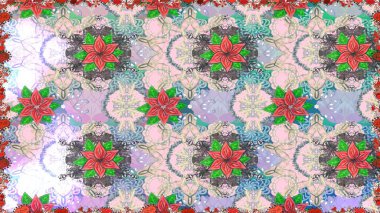 Kusursuz çiçek deseni. Tarafsız renklerde Asya tekstil tarzında. Raster illüstrasyonu.