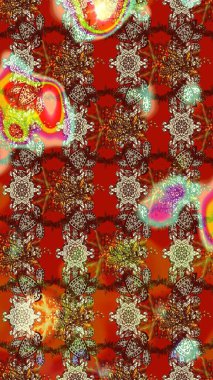 Güzel kumaş deseni. Çiçekler, dallar, bitkiler ve çiçekler. El çizimi. Raster illüstrasyonu.