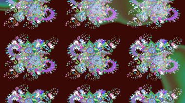 Renkli Yaz Temalı eskiz kalıbı. Kahverengi renkli çiçekler. Çiçekli eskiz çizimi. Düz Çiçek Elementleri Tasarımı.