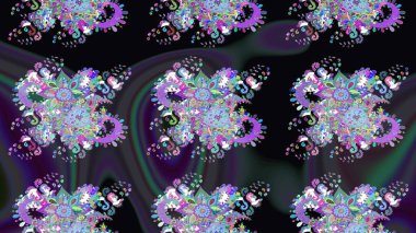 Raster illüstrasyonundaki çiçek desenli çizim. Siyah renkli çiçekler. Düz Çiçek Elementleri Tasarımı. Renkli Yaz Teması çizim şablonu.