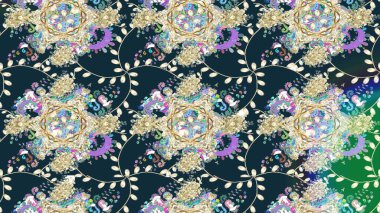 Renkli grunge, soyut arkaplanı kolomavi çiçeklerle süslüyor. Parmak izi, kumaş, duvar kâğıdı, tekstil için raster dokusu. Nakış desenli çiçek deseni..