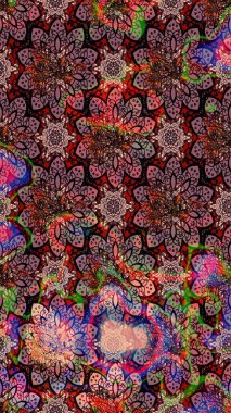 Çiçek. Taslak dekoratif arka plan, çiçek mandala. Pembe renklerde. Raster illüstrasyonu.