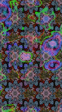 Çiçek desenli raster, nötr çizgi grafik desenli soyut raster arkaplan. Modern stil dokusu.