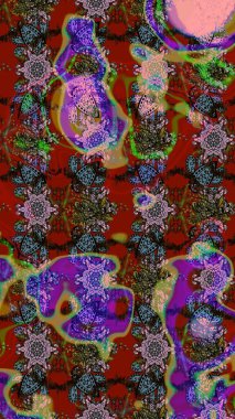 Kırmızı renklerde. Küçük çiçekteki sevimli çiçek deseni. Raster deseni. Raster illüstrasyonu. Soyut çiçek çizim kalıbı arkaplanı.