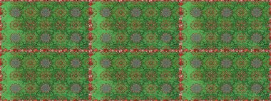 Yeşil ve kahverengi renkli vadi çiçekleri. Çiçeksiz desenlerin çizimi.