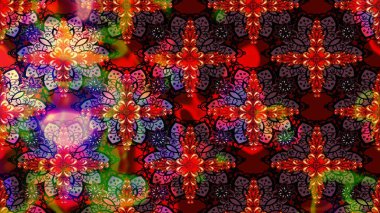 Klasik çiçek tasarımı elementleri. Kırmızı kıvırcık çiçekler kırmızı renklerde şekillenir. Raster illüstrasyonu.