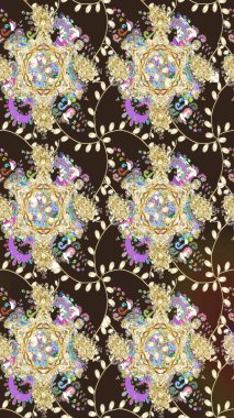 Çiçek deseni. Raster illüstrasyonu. Chichi 'nin kumaş kalıbını çiz. Renkli Bahar Teması eskiz kalıbı. Düz Çiçek Elementleri Tasarımı.