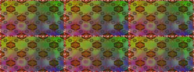 Yeşil ve kahverengi renklerde etnik çiçeklerle kusursuz bir desen. Raster Çiçek İllüstrasyon Şirin Tekstil.