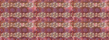 Çiçeksel kahverengi ve pembe pürüzsüz desen. Raster çiçek izi. Klasik taslak çizimi.