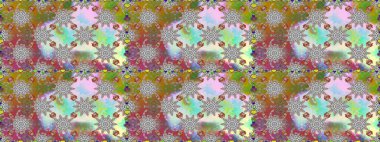 Sevimli çiçek raster deseni. Renkli Yaz Temalı Kusursuz Arkaplan. Modaya uygun kumaş deseni. Düz Çiçek Elementleri Tasarımı.