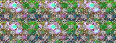 Düz Çiçek Elementleri Tasarımı. Güzel kumaş deseni. Zentangle soyut çiçekleri. Renkli Bahar Temalı Kusursuz Arkaplan. Karalama çiçeği. Raster illüstrasyonu.