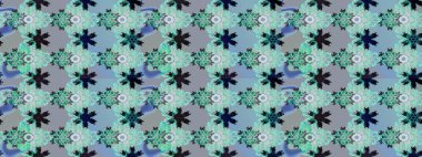 Mavi ve nötr renklerde çiçekler. Raster illüstrasyonunda çiçek deseni çizimi.