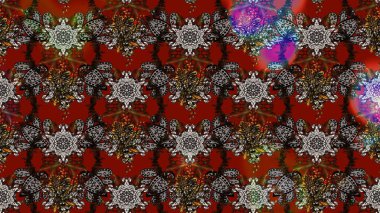 Çiçekli karalama şeklinde Raster çiçek deseni. Kahverengi renkte yaz çiçekleri. Raster illüstrasyonu.