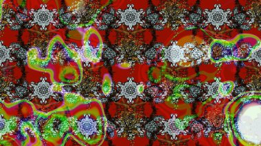 Yapraklı çiçekler ve kırmızı renklerde papatya çiçekleri. Eskiz arkaplan modeli. Raster - stok.