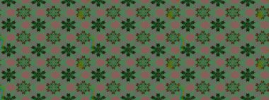 Yeşil ve gri renklerde bahar çiçekleri. Patlayan çiçekler soyut olarak yerleştirilmiş. Raster deseni. Raster illüstrasyonu.