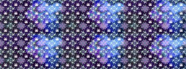 Nazik romantik baskı. Mavi ve mor renkli çiçekler. Bahar mevsimi. Tatil havası. Raster dikişsiz sevimli çiçek deseni.