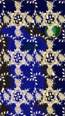 Raster düz çiçek çizim deseni. Hediye ambalaj kağıdı, tebrik kartları, posterler ve pankart tasarımı. Mavi renkte çiçekler.