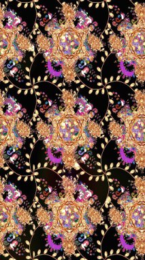 Şirin çiçek elementleri. Raster illüstrasyonu. Taslak desenli, modaya uygun kumaş deseni. Renkli Bahar Teması eskiz kalıbı. Düz Çiçek Elementleri Tasarımı.