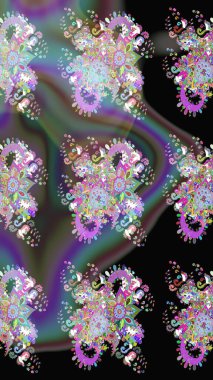 Siyah çiçekli eskiz deseni, suluboya çiçek deseni, sevimli çiçek, duvar kağıdı, kart ya da kumaş için fayanslı. Raster - stok.