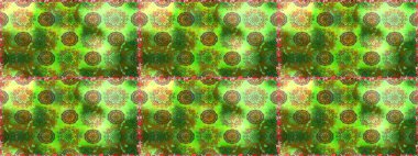 Çiçekli karalama şeklinde Raster çiçek deseni. Yumuşak, yeşil renkli bahar çiçekleri. Raster illüstrasyonu.