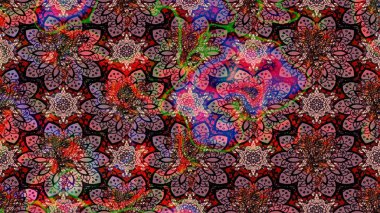 Çiçekli yaz çiçekleri. Küçük çiçekte güzel bir desen. Küçük renkli çiçekler. Moda baskıları için zarif bir şablon. Motley illüstrasyonu. Çizim.