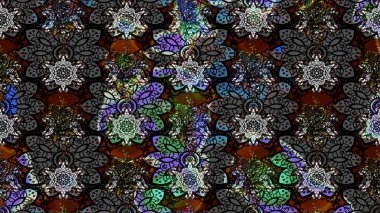 Çiçek deseni. Raster güzel kumaş deseni çiziyor. Renkli Bahar Teması eskiz kalıbı. Düz Çiçek Elementleri Tasarımı.