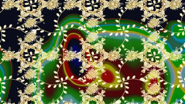 Çiçekli karalama şeklinde Raster çiçek deseni. Yeşil renkli çiçekler. Nazik, narin çiçek arkaplanı.