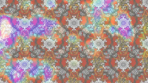 Tarafsız renklere karalamalar çizilmiş çiçek deseni. Raster illüstrasyonu.