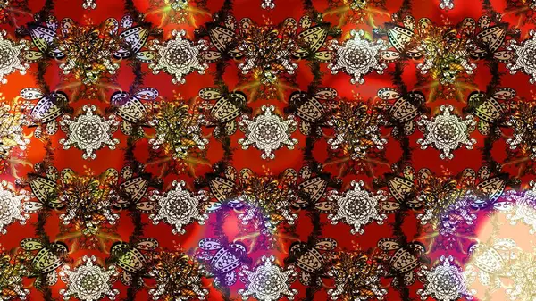 Çiçekli karalama şeklinde Raster çiçek deseni. Kahverengi renkte yaz çiçekleri. Raster illüstrasyonu.