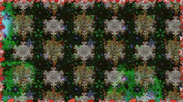 Kusursuz çiçek deseni duvar kâğıdı olarak kullanılabilir. Raster illüstrasyonu. Gri ve yeşil renkte çiçekler.