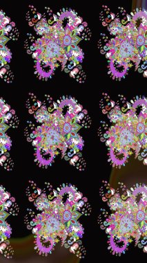 Şekil verilmiş çiçeklerle eskiz deseni. Süslü zentangle çizim dokusu, soyut çiçeklerle süslenmiş. Çiçek deseni duvar kağıdı, şablon dolguları ve web sayfası arkaplanı için kullanılabilir.