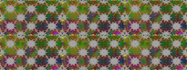 Kabile sanatı boho baskısı, klasik çiçek arkaplanı. Arkaplan dokusu, duvar kağıdı, yeşil ve kahverengi renkli çiçek teması. Soyut etnik raster pürüzsüz desen.