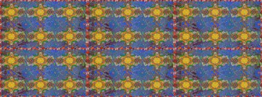 Sevimli çiçek raster deseni. Mavi ve kahverengi renkte çiçekler. Renkli Bahar Temalı Kusursuz Arkaplan. Düz Çiçek Elementleri Tasarımı.