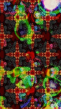 Raster illüstrasyonu. Asya tekstil tarzında. Çiçek desenli çizim. Düz Çiçek Elementleri Tasarımı. Renkli Bahar Teması eskiz kalıbı. Güzel kumaş deseni.