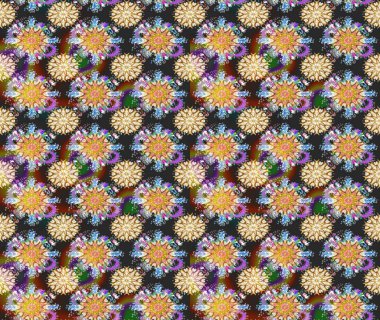 Düz Çiçek Elementleri Tasarımı. Sevimli çiçek raster deseni. Modaya uygun kumaş deseni. Renkli Yaz Temalı Kusursuz Arkaplan.