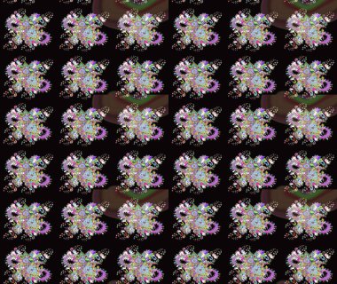 Raster. Raster illüstrasyonu. Kumaş, tekstil, duvar kağıdı baskısı için. Eski usul. Tomurcukları çiçek olan sevimli bir çiçek deseni. Kusursuz arkaplan.