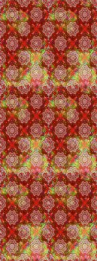 Çiçekli güzel suluboya desen. Raster illüstrasyonu. Kırmızı ve kahverengi renklerde.