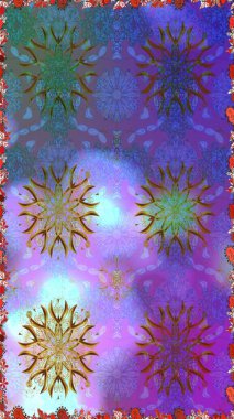 Klasik çiçek tasarımı elementleri. Raster illüstrasyonu. Menekşe renginde mor kıvırcık çiçekler.