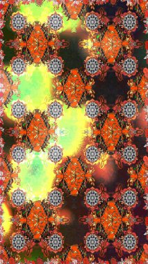 Kahverengi ve gri renklerde etnik çiçeklerle kusursuz bir desen. Raster Çiçek İllüstrasyonu güzel tekstil..